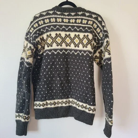 Vintage Witick Wool Sweater Cardigan Handmade in Finland Fair Isle